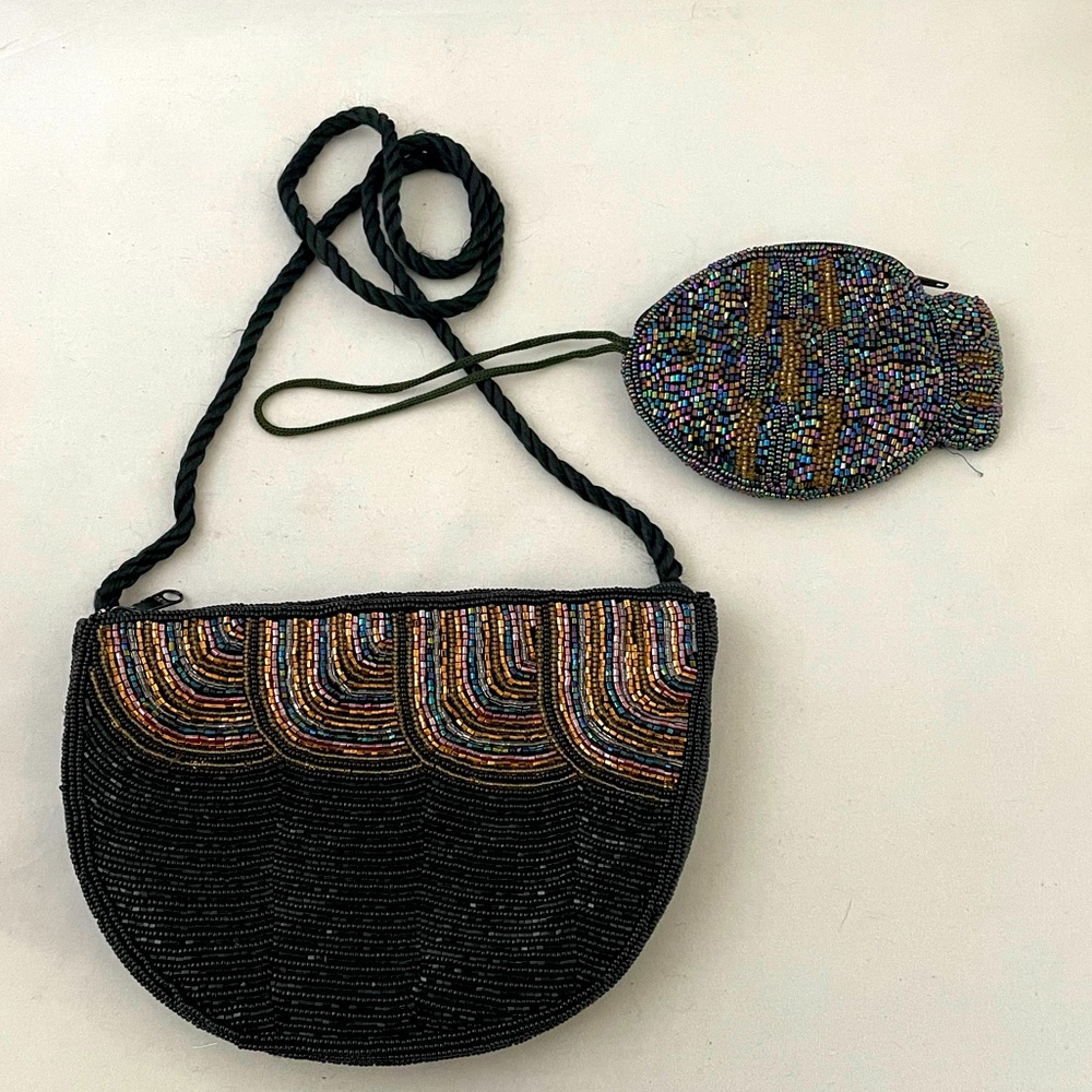 Vintage Magid Art Deco Style Beaded Handbag with matching Coin Purse